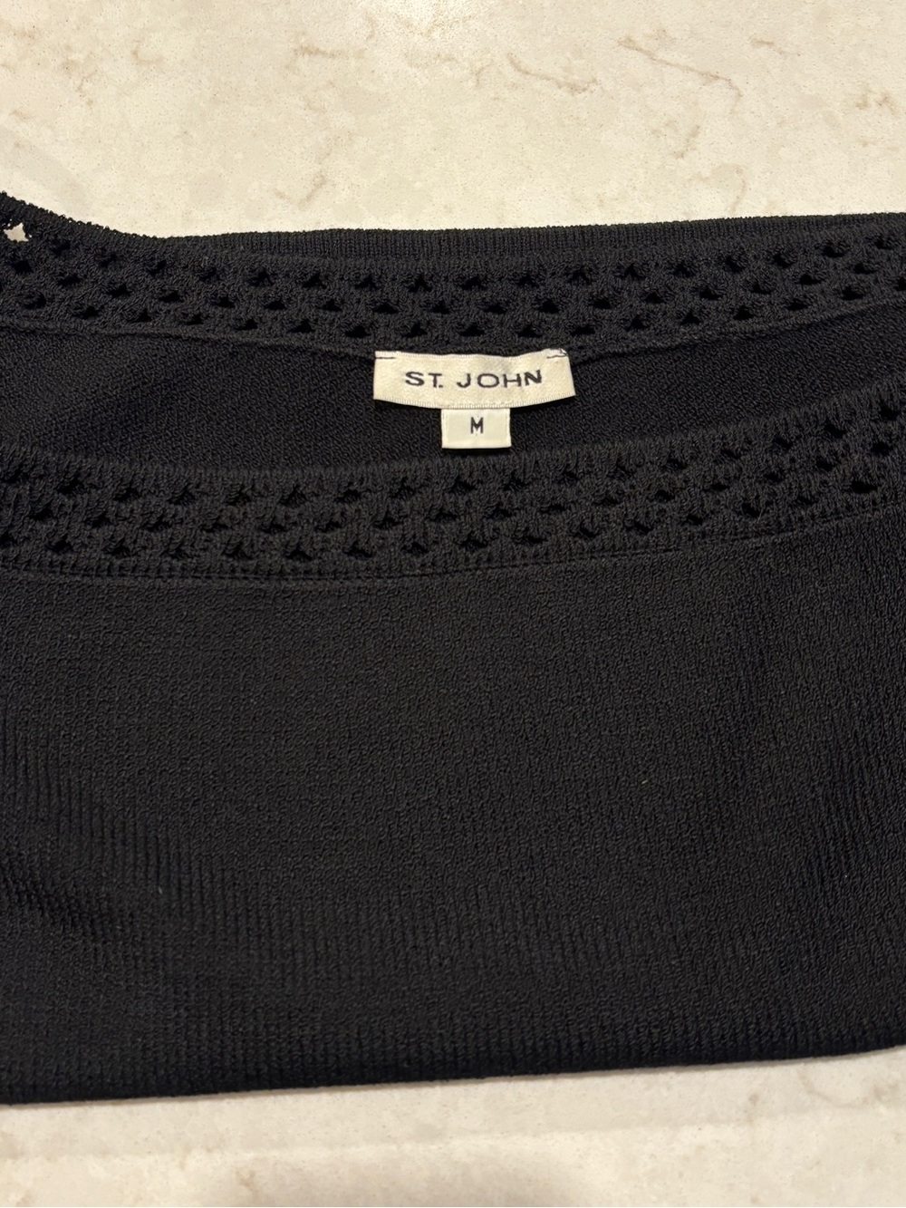 St. John Black Knit Openwork Top